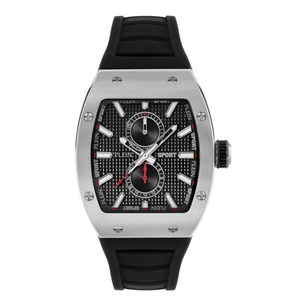 Plein Sport Stormbreaker Silicone Watch Silver Mens
